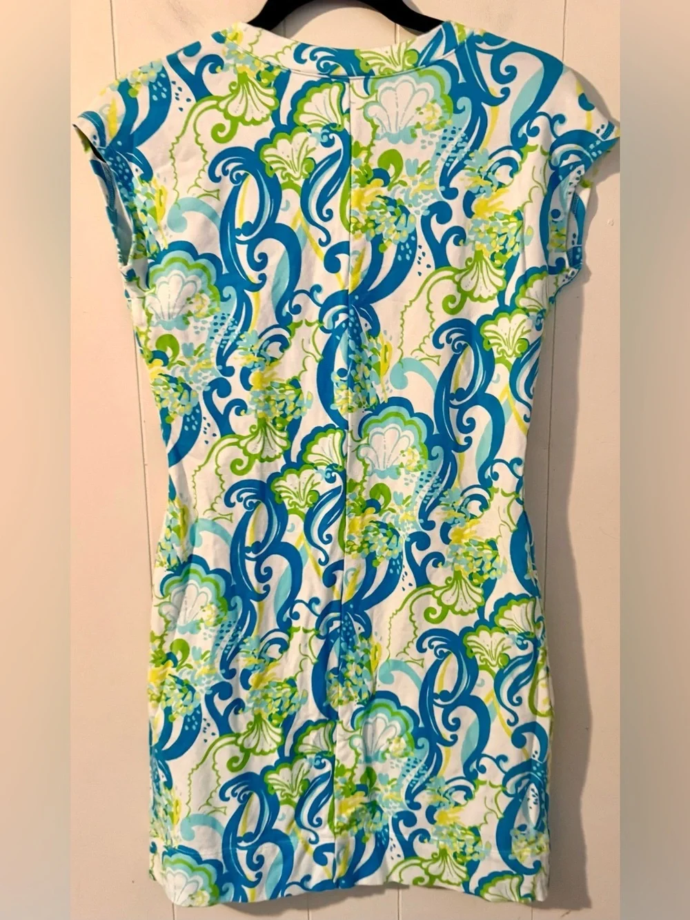 Lilly Pulitzer Hayley Resort Dress White Crystal Coast Blue Green Print, XS